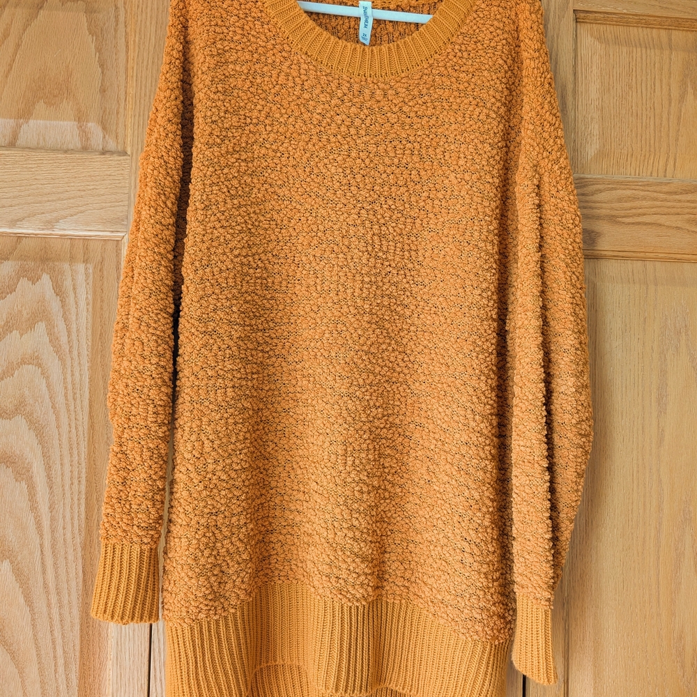 Zenana Outfitters Orange Crew Neck Sweater with Chunky Knit